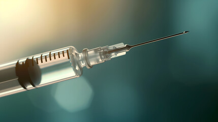 precision and sterility of an injection needle. The focus is on the needle tip, which is shown in sharp detail against a clean, blurred background - obrazy, fototapety, plakaty