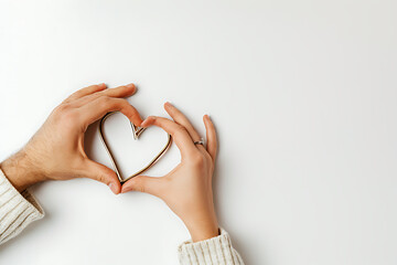 Obraz premium heart in hands, Hands Forming Heart Shape, Symbol of Love, Couple Connection Concept