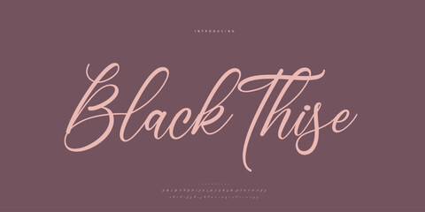 Obraz premium Abstract Fashion font alphabet. Minimal modern urban fonts for logo, brand etc. Typography Calligraphy typeface uppercase lowercase and number. vector illustration 