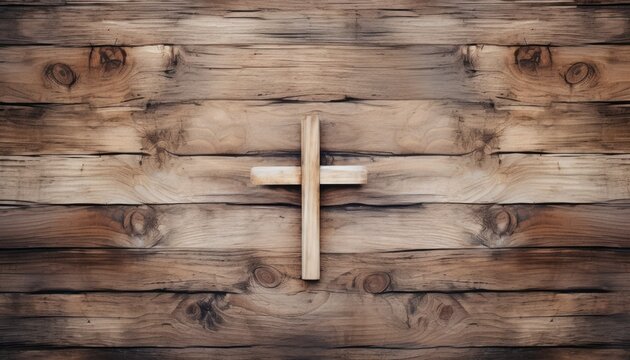 Wooden surface with cross perfect for copy space on a vintage background, palm sunday greetings image
