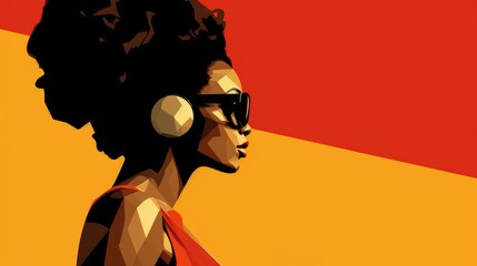 minimalistic pop-style illustration of the African singer exudes a vibrant and contemporary aesthetic