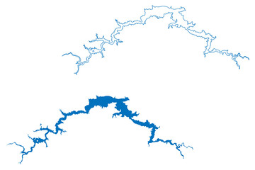 Zimapan Lake (Mexico, United Mexican States) map vector illustration, scribble sketch Reservoir .Presa Zimapán or Fernando Hiriart Balderrama Dam map