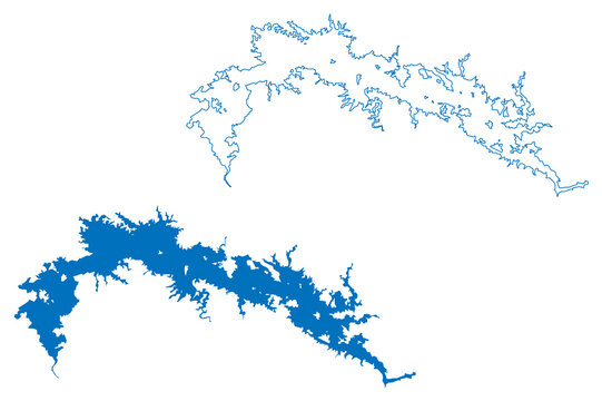 Malpaso Lake (Mexico, United Mexican States) map vector illustration, scribble sketch Reservoir Nezahualc&oacute;yotl, Represa de Malpaso Dam map