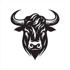 Silent Sovereignty: Ox Silhouette Series Portraying the Silent and Sovereign Dignity of Bull Face Silhouette - Ox Silhouette - Bull Vector
