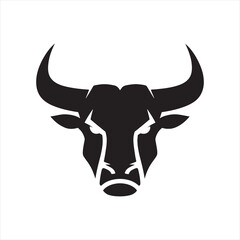 Strength in Shadows: Ox Silhouette Casting Shadows of the Mighty Strength of Bull Face Silhouette - Ox Silhouette - Bull Vector
