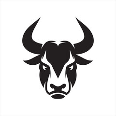 Fototapeta premium Regal Rhythms: Ox Silhouette in a Rhythmic Display of Strength and Elegance - Bull Face Illustration - Ox Vector 