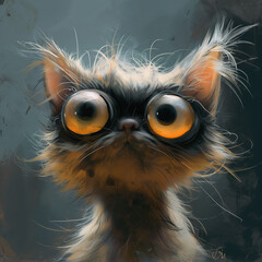 Eine verrückte Katze mit riesigen Augen  - obrazy, fototapety, plakaty