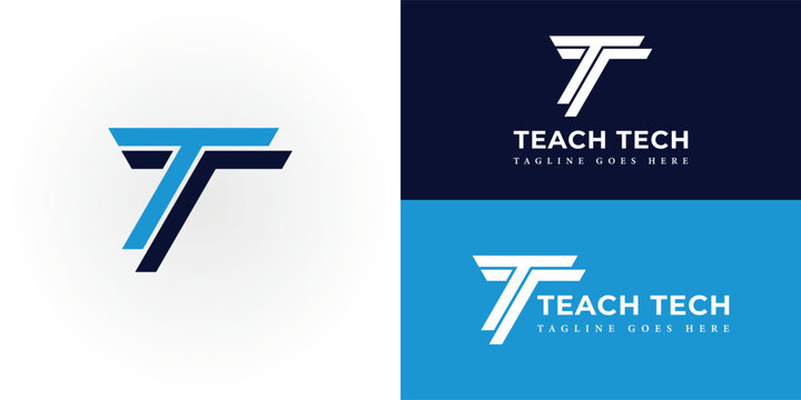 Initials letter TT logo design vector illustration presented with multiple background colors. The logo is suitable for a business and technology company logo design inspiration template
