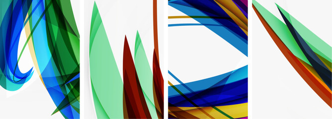 Colorful wave lines poster set for wallpaper, business card, cover, poster, banner, brochure, header, website