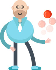 Bald man Character Throwing Ball
