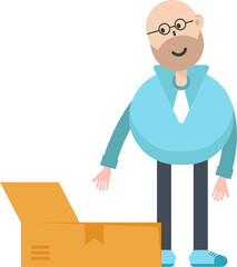 Bald man Character Opening Box

