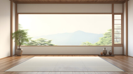 Empty room Clean japanese minimalist room interior view