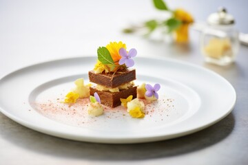 chocolate brownie squares on white plate