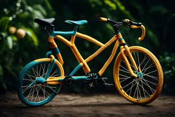 Kissenbezug old bicycle on a wooden background © azka