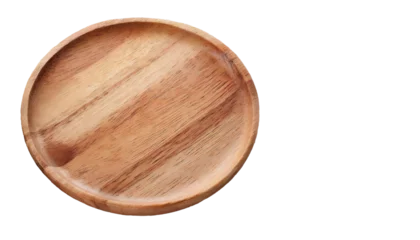 Foto op Plexiglas Round wooden plate isolated on transparent background. Top view. © shabbir