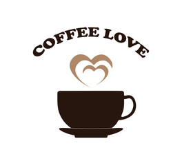 Coffee love slogan with coffe cup, vector design