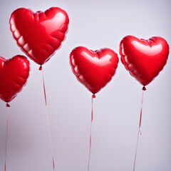 Red color Heart shaped balloons isolated on white background