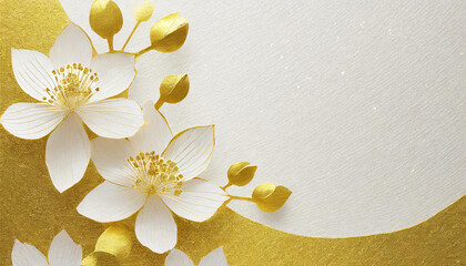 Gold and white flowers background