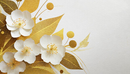 Gold and white flowers background