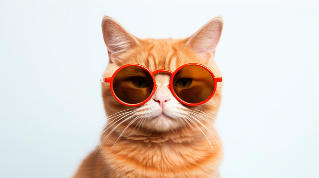 Cute ginger cat in stylish sunglasses © Merab