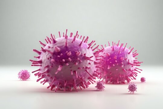 Realistic cytomegalovirus microscopy particle. Laboratory molecular scientific model research. Generate ai
