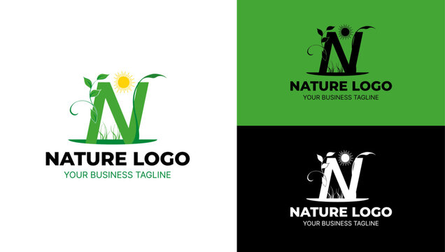 n letter, nature, eco, energy, green, vector, wellness
