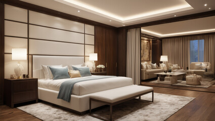 Naklejka na ściany i meble modern bedroom interior design. interion design inspiration