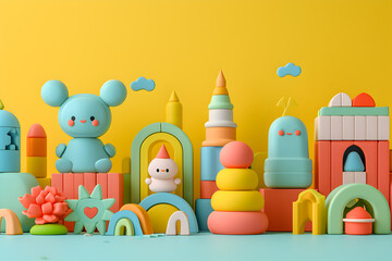 Fototapeta na wymiar Vibrant and Playful Colorful Toys for Joyful Entertainment