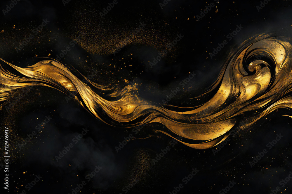 Wall mural Cool and cool background material with gold and black Japanese pattern, Generative AI