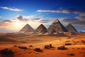 Fototapeta na wymiar egypt pyramids in sunset 