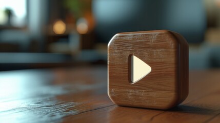 Play button made of wood.