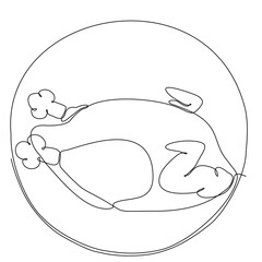 continuous line drawing fried chicken dish kitchen logo vector illustration