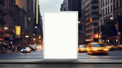 blank billboard on sidewalk of city mockup - obrazy, fototapety, plakaty