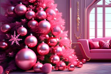 Pink christmas tree (Generative AI) 