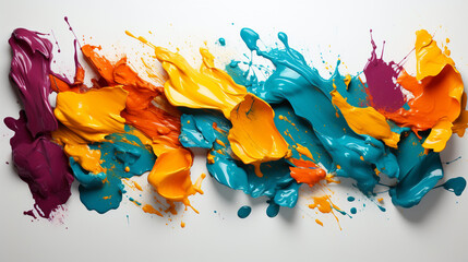 Strokes of colored paints on a white background