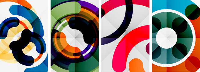 Set of line design circle posters. Vector illustration For Wallpaper, Banner, Background, Card, Book Illustration, landing page