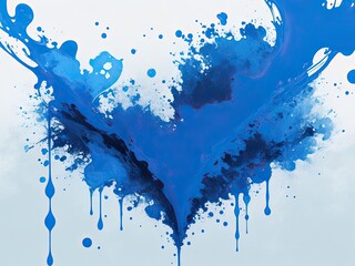 blue heart love symbol splash painting 