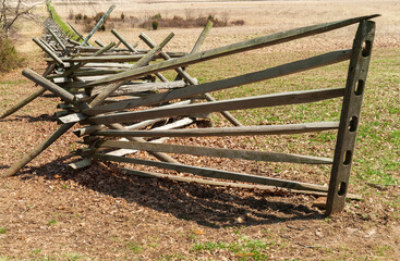 Battlefield Fence at Gettysburg National Military Park, American Civil War Battlefield, in Gettysburg, Pennsylvania