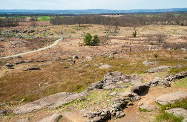 The Devil's Den at Gettysburg National Military Park, American Civil War Battlefield, in Gettysburg, Pennsylvania