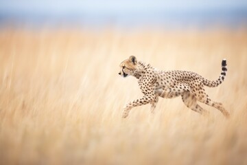 cheetah sprinting across the grassland