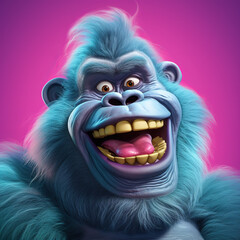 A goofy gorilla with funny expressions - obrazy, fototapety, plakaty
