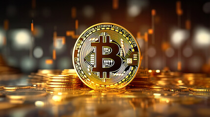 Making money and bitcoin wealth. Postproducted generative AI illustration.