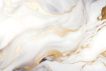Marble Art, White Gold Effect, Swirl, Blend of Gold and White, Wallpaper Background, AI generated