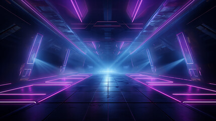 Fototapeta premium laser show club dark neon sci fi futuristic retro purple and blu