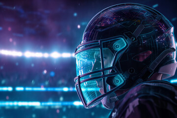 Futuristic American Football Banner with Holographic Gear