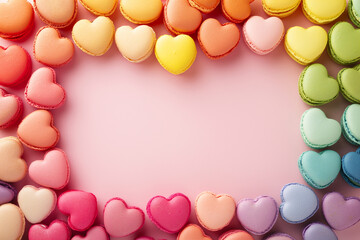 Naklejka na ściany i meble Colorful Heart-Shaped Macarons for Valentine's Day
