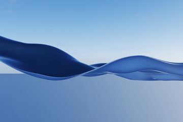 Digitally generated 3D abstract blue floating wave background - 712982141