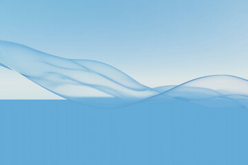 Digitally generated 3D abstract blue floating wave background - 712982153