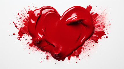 Red lipstick smear in shape of heart