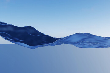 Digitally generated 3D abstract blue floating wave background - 712982193